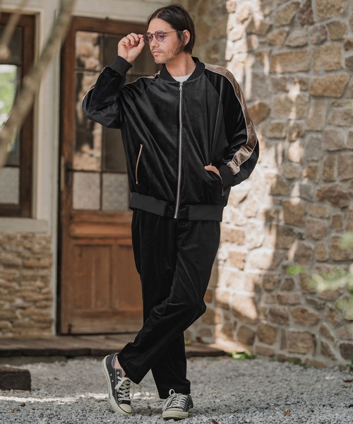 CAMBIO（カンビオ） スカジャン mj11138-ラグランスリーブラインベロア