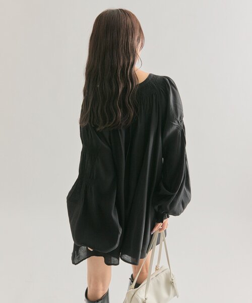 ボウタイブラウス スキッパーシャツ 36 mystic（ミスティック