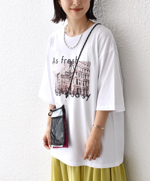 「SHIPS.me」 半袖Tシャツ L ホワイト×ブルー レディース_画像2