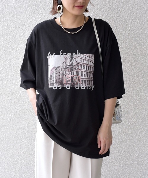 「SHIPS.me」 半袖Tシャツ L ホワイト×ブルー レディース_画像4