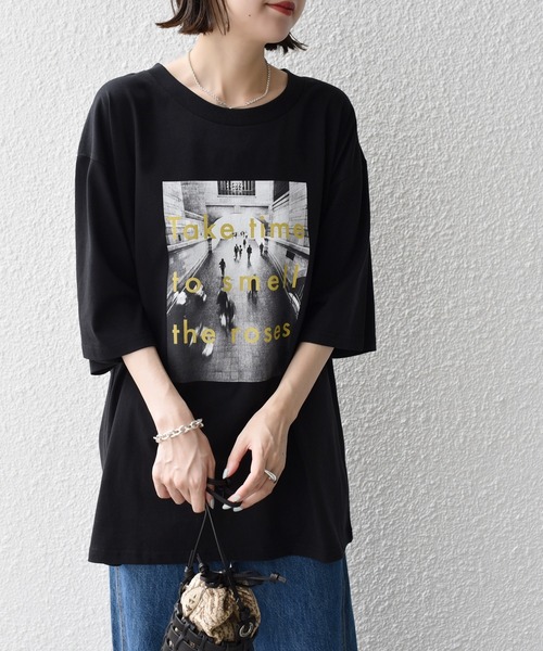 「SHIPS.me」 半袖Tシャツ L ホワイト×ブルー レディース_画像6