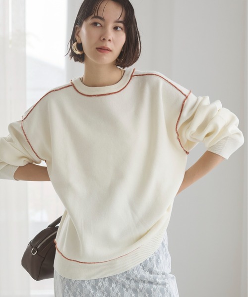 ◆えがぴ◆ ANGIE ニット セーター ポイントカラー オーバーサイズ 配色ニット