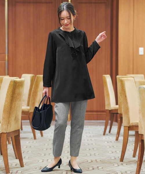 Tiaclasse ブラウス シャツ 「スマート裏起毛」フリルチュニック