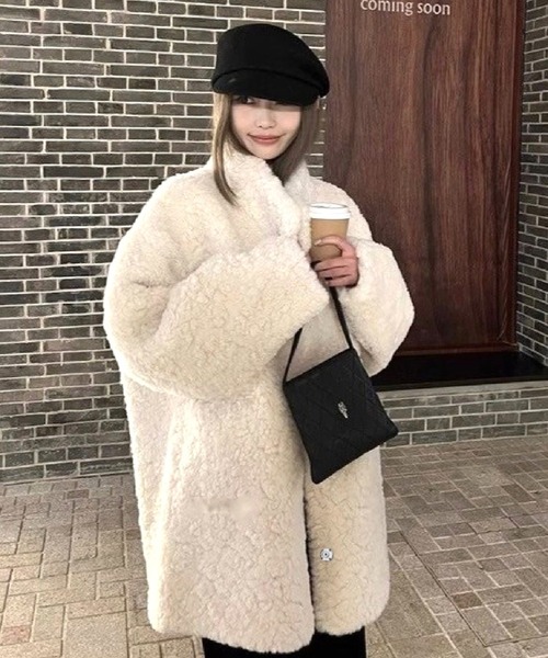 CANVAS+ コート アウター 「CANVAS＋」やわらかフェイクファースタンド