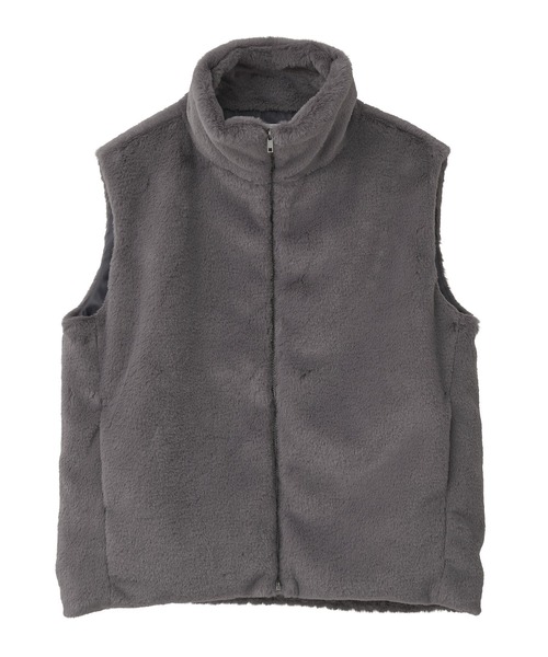 Green Parks ベスト ジレ スタンドカラーZIPファーベスト レディース