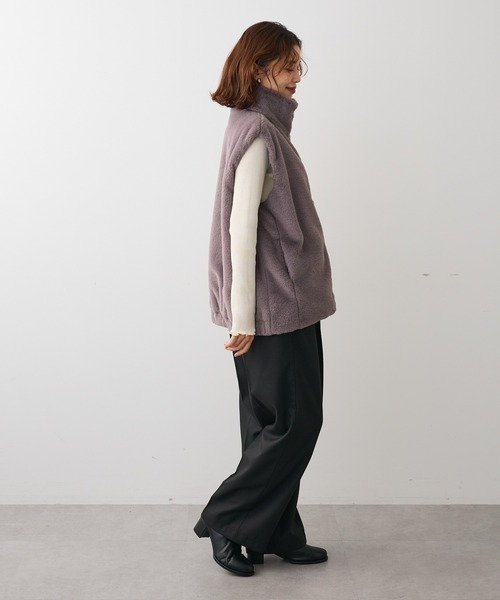 Green Parks ベスト ジレ スタンドカラーZIPファーベスト レディース