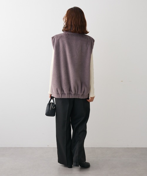 Green Parks ベスト ジレ スタンドカラーZIPファーベスト レディース