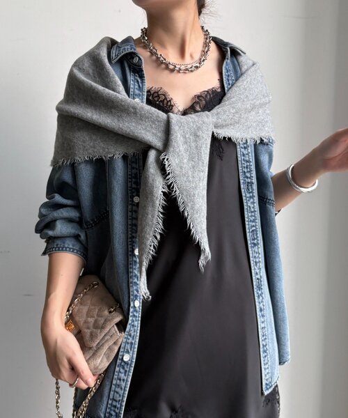 マフラー/ショール deres Dorothy/triangle scarf elegancese｜Sheer triangle scarf カシミヤ ストール マフラー ニット