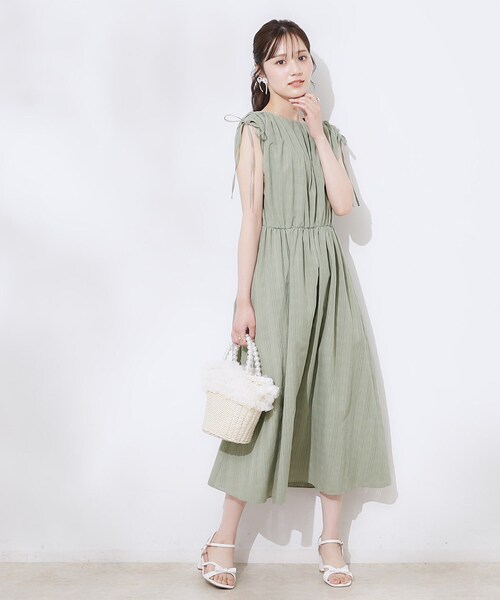 「couture brooch」 ノースリーブワンピース 38 オリーブ レディース_画像2