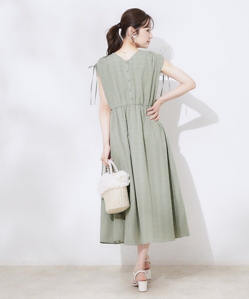 「couture brooch」 ノースリーブワンピース 38 オリーブ レディース_画像4