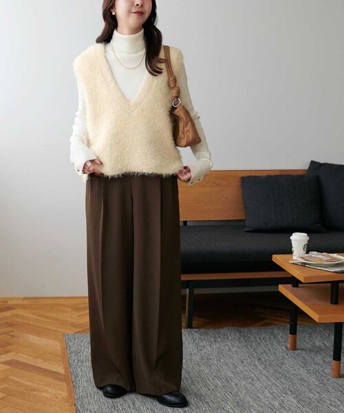 「DISCOAT」 ニットベスト FREE ベージュ レディース_画像5