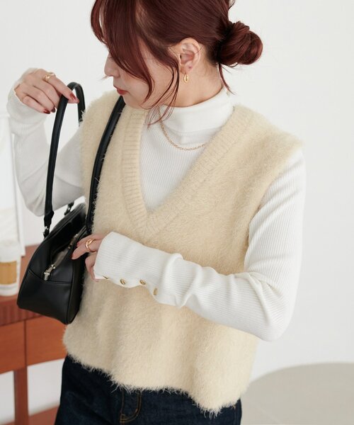 「DISCOAT」 ニットベスト FREE ベージュ レディース_画像8