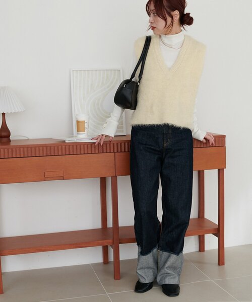 「DISCOAT」 ニットベスト FREE ベージュ レディース_画像9