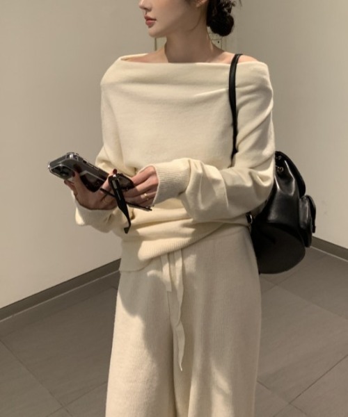 shameless セットアップ 「セットアップ」オフショルダートップス＋