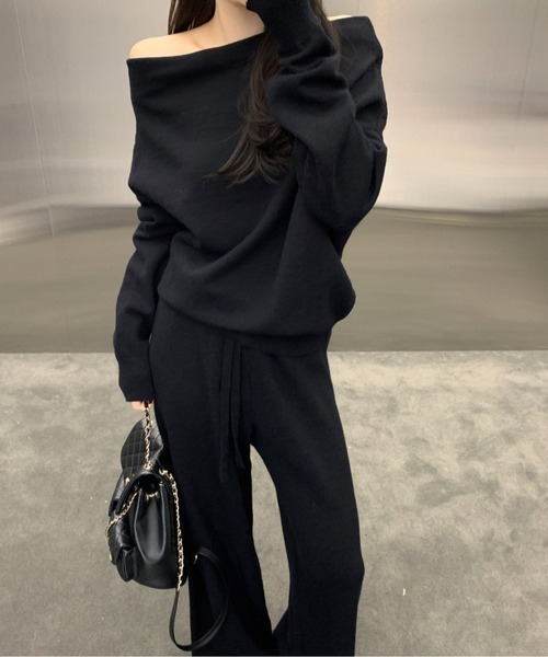 shameless セットアップ 「セットアップ」オフショルダートップス＋