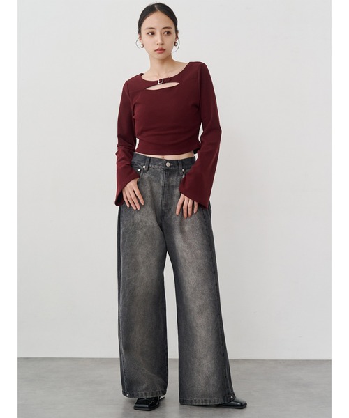 MURUA ムルーア　サイドタックワイドデニム　セット販売対象 MURUA（ムルーア） ジーンズ デニム デニムパンツ 「セットアップ対応