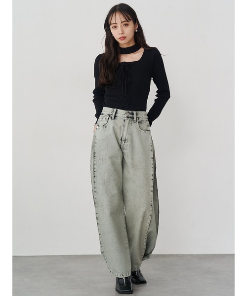 新品未使用　MURUA サイドタックワイドデニム　【セットアップ対応】 MURUA（ムルーア） ワイドパンツ ジーンズ デニム デニムパンツ