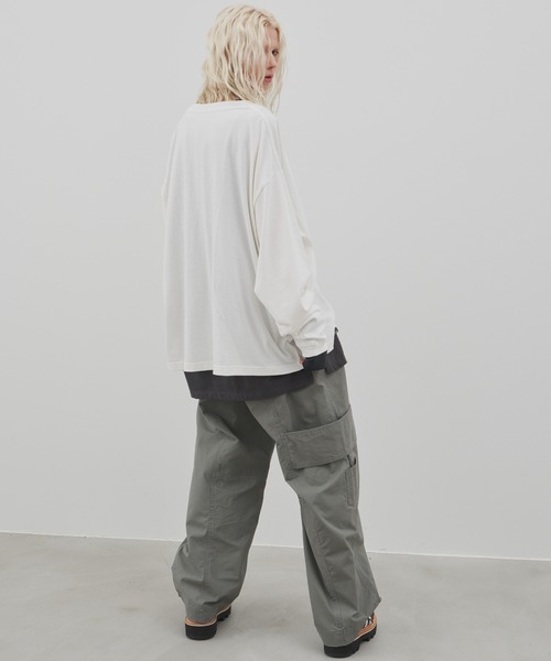 「AIVER」 長袖Tシャツ LARGE ライトグレー メンズ_画像2