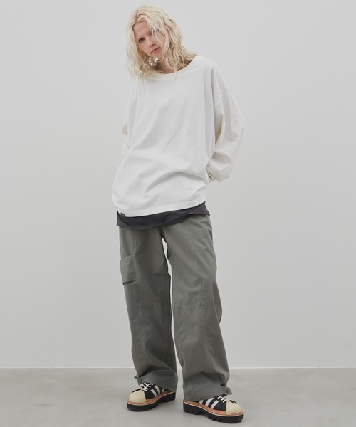 「AIVER」 長袖Tシャツ LARGE ライトグレー メンズ_画像4