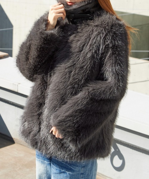 Chick ブルゾン アウター Faux Fur Chin Strap 2-Way Poodle Jacket