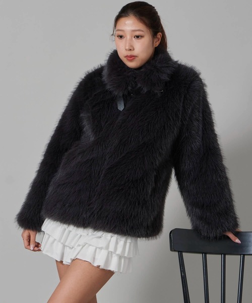 Chick ブルゾン アウター Faux Fur Chin Strap 2-Way Poodle Jacket