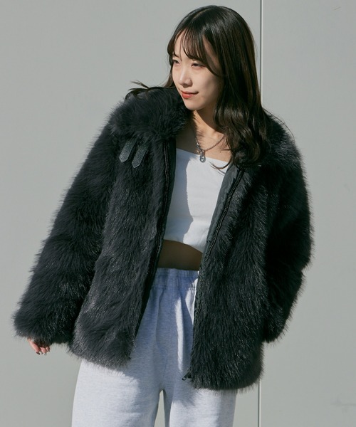 Chick ブルゾン アウター Faux Fur Chin Strap 2-Way Poodle Jacket