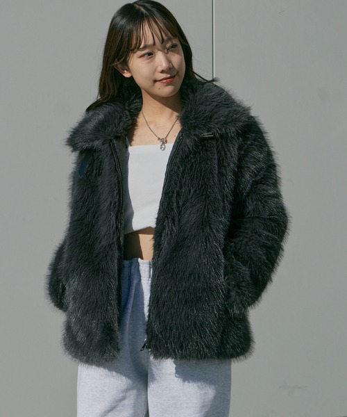 Chick ブルゾン アウター Faux Fur Chin Strap 2-Way Poodle Jacket
