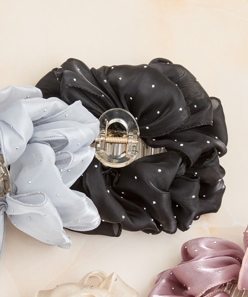 Heartdance（ハートダンス） ヘアクリップ 光沢サテンスタッズ