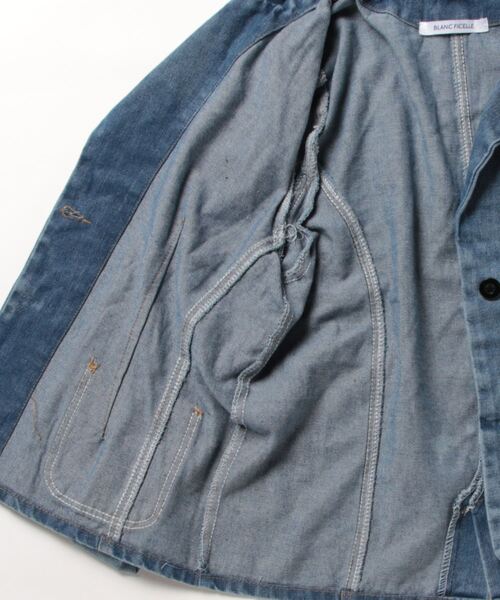 「BLANC FICELLE」 デニムジャケット S インディゴブルー レディース_画像4