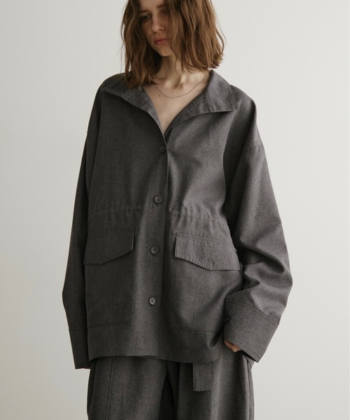 LOSCa コート アウター スタンドカラーシャツジャケット レディース