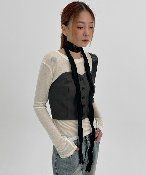 「BLACKUP」 ベアトップ MEDIUM チャコールグレー レディース_画像6