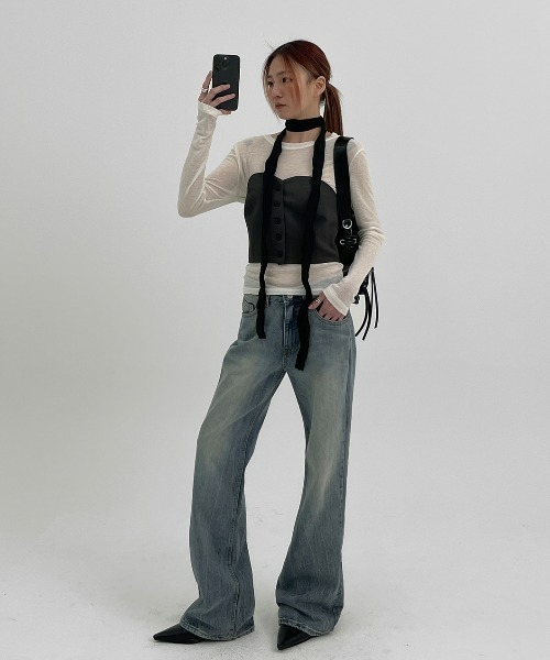 「BLACKUP」 ベアトップ MEDIUM チャコールグレー レディース_画像8