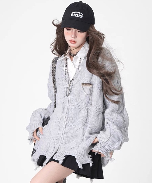 「lilful」 ニットカーディガン F グレー レディース_画像8