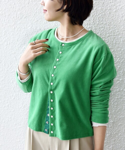 SHIPS（シップス） カーディガン 「手洗い可能」コットン ベロア