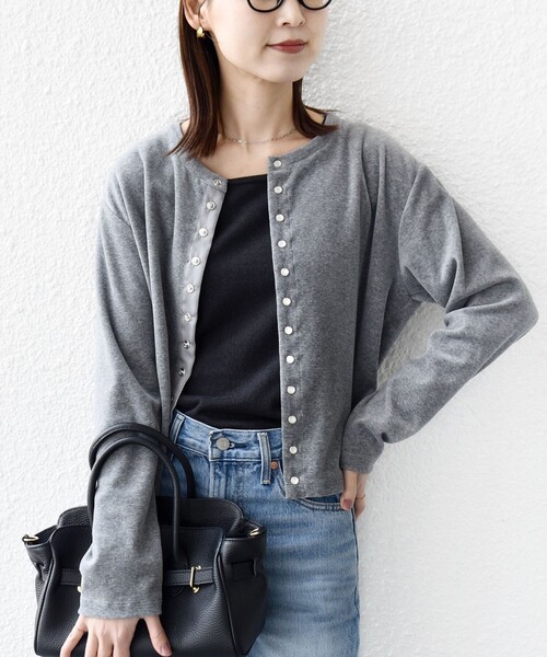 SHIPS（シップス） カーディガン 「手洗い可能」コットン ベロア