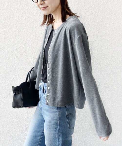 SHIPS（シップス） カーディガン 「手洗い可能」コットン ベロア