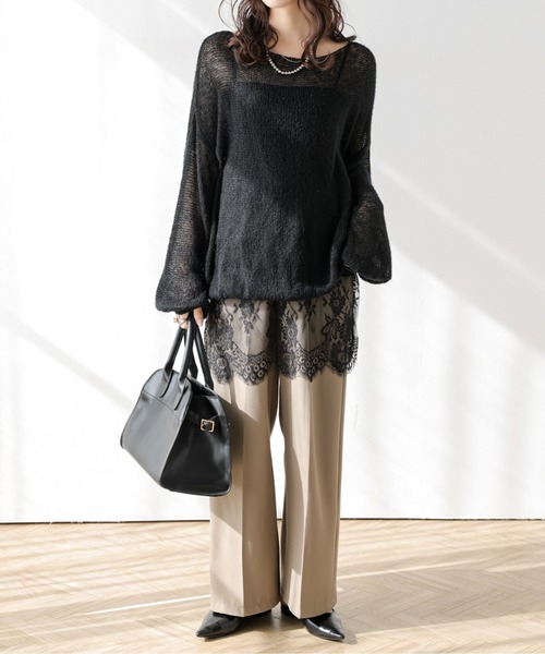 黒 スカラップヘム フレアスカート スカート ヘムレイヤード スカラップレース : ZOZOTOWN Yahoo!店