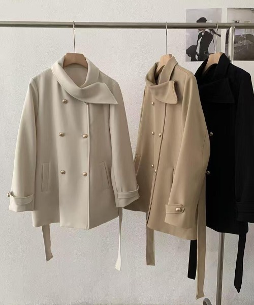 Sibra（シブラ） ジャケット テーラードジャケット ウエストリボン付き