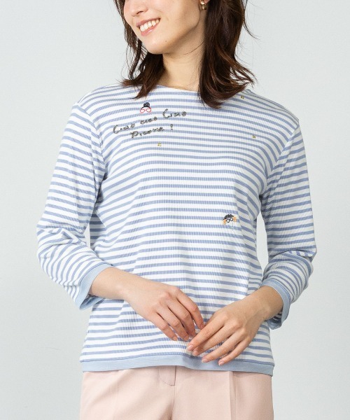 STUDIO PICONE（スタジオピッコーネ） tシャツ ビーズ刺繍七分袖