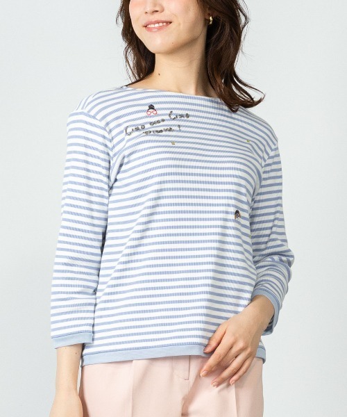 STUDIO PICONE（スタジオピッコーネ） tシャツ ビーズ刺繍七分袖