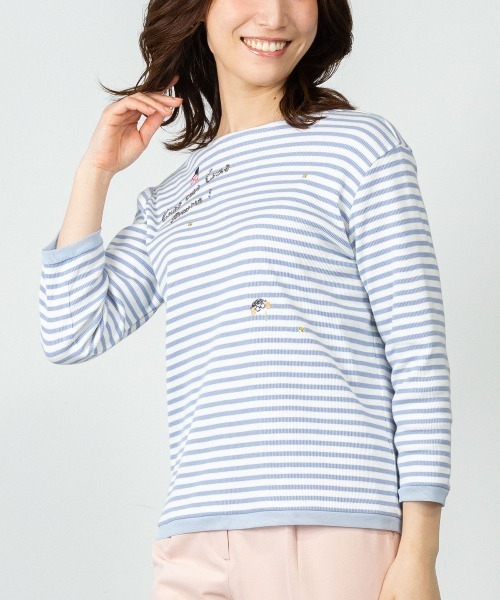 STUDIO PICONE（スタジオピッコーネ） tシャツ ビーズ刺繍七分袖 