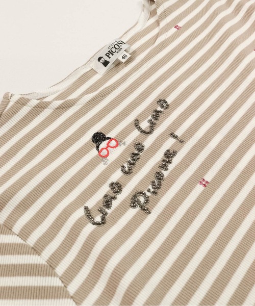 STUDIO PICONE（スタジオピッコーネ） tシャツ ビーズ刺繍七分袖