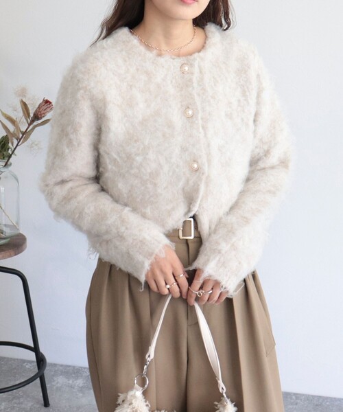 「fredy emue」 ニットカーディガン 38 グレー レディース_画像8