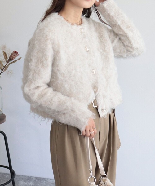 「fredy emue」 ニットカーディガン 38 グレー レディース_画像9