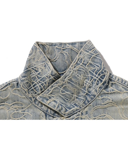 デニムジャケット gジャン LINE CAMO JACQUARD DENIM JACKET メンズの画像
