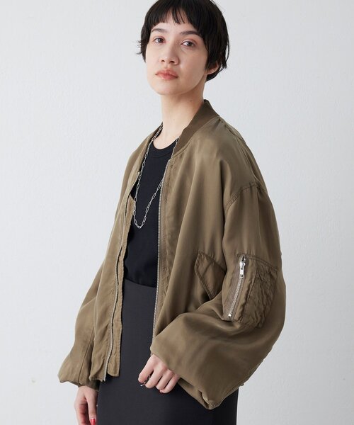 23区 キュプラナイロンストレッチ MA-1 ブルゾン カーキ Whim Gazette（ウィム ガゼット） ma1 ma-1 シルキーキュプラブルゾン