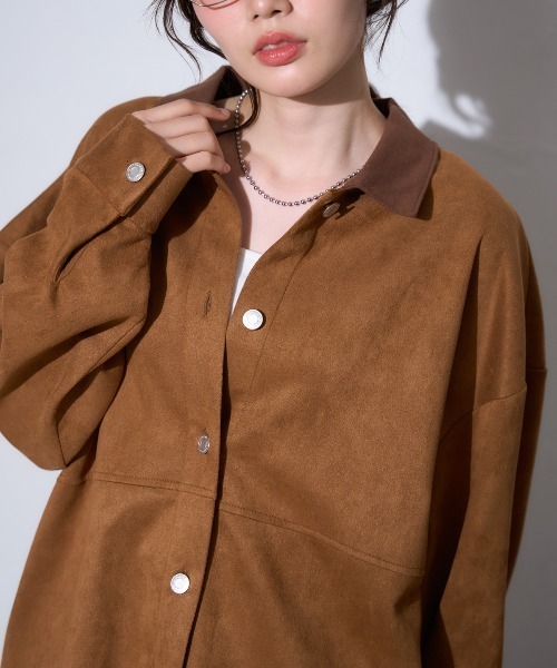 TRIANGLE PALETTE ブラウス シャツ スエードタッチシャツジャケット