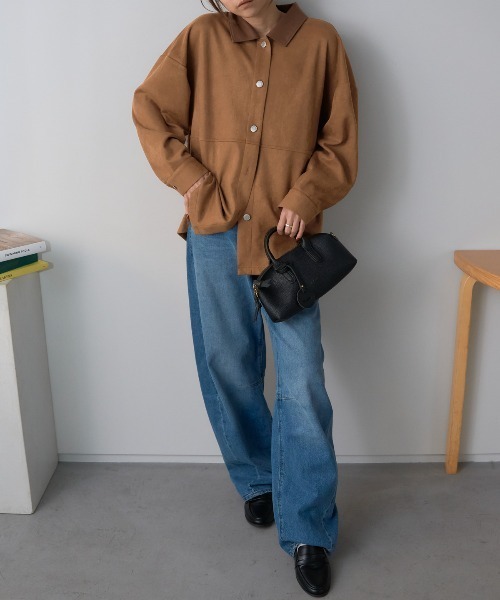 TRIANGLE PALETTE ブラウス シャツ スエードタッチシャツジャケット