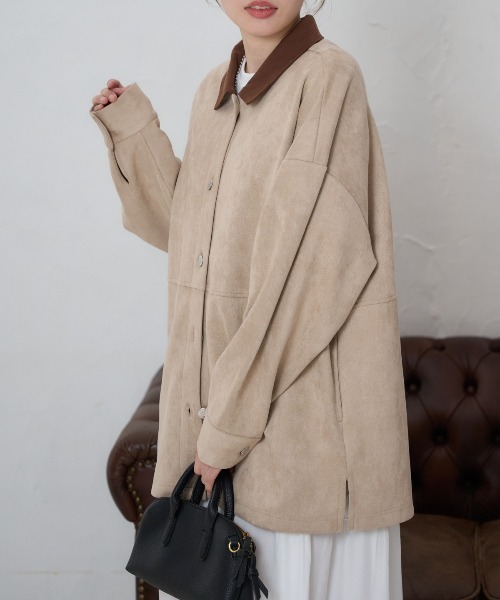 TRIANGLE PALETTE ブラウス シャツ スエードタッチシャツジャケット