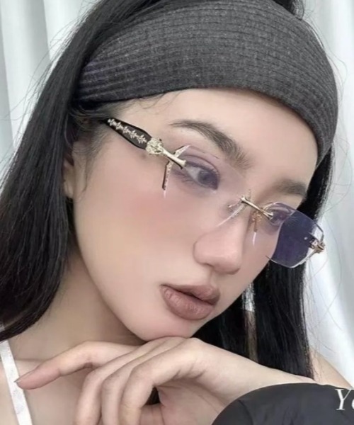 VIBGYOR 伊達メガネ メガネ 眼鏡 Y2K リムレスメガネ ユニセックス